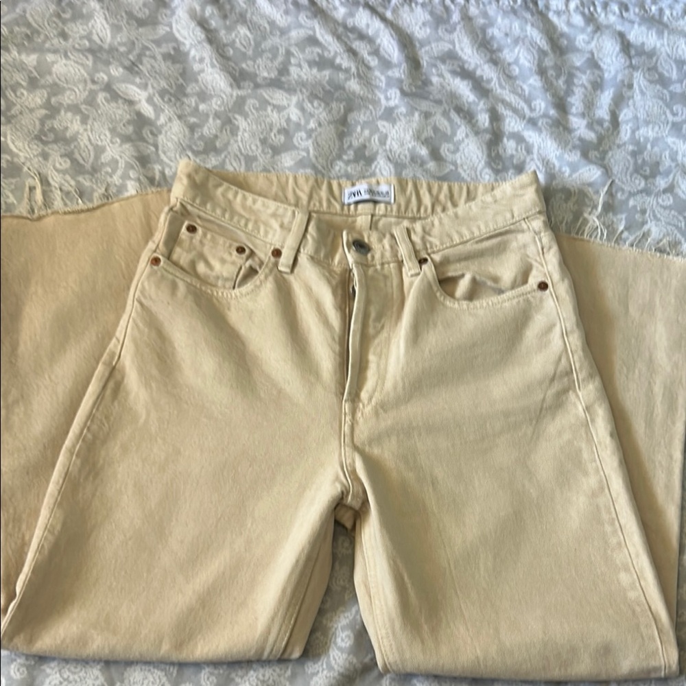Zara woman Beige Straight Jeans - Picture 4 of 12